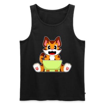 Tiger Laptop - Men's Premium Organic Tank Top - black - Front - Michal (187cm)