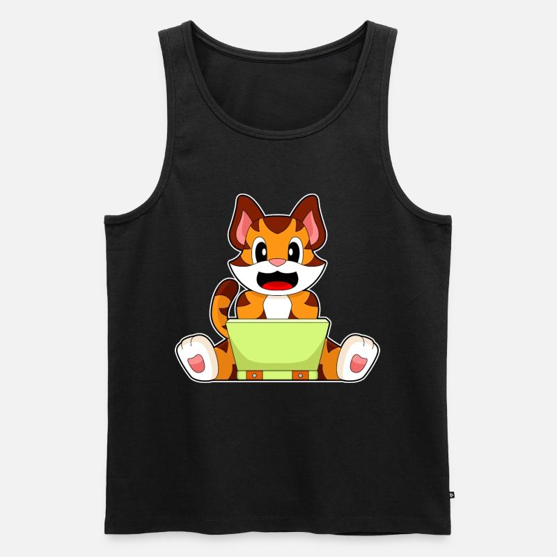 Tiger Laptop - Männer Premium Bio Tank Top - Schwarz