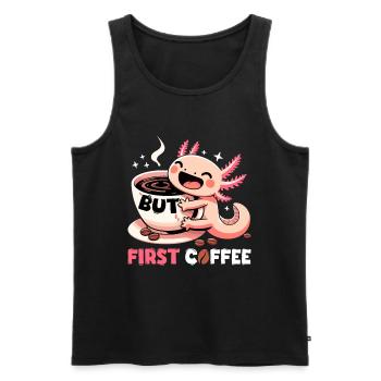 Axolotl aber erstmal Kaffee Geschenk - Männer Premium Bio Tank Top - Schwarz - Vorne - AI Model Male 178 light (178cm)