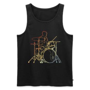 Dessin de batteur vintage - Débardeur bio Premium Homme - noir - Devant - Michal (187cm)