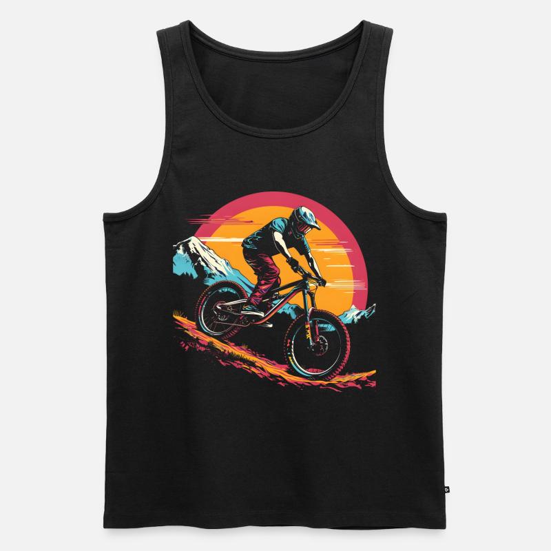Mountainbiking Illustration - Männer Premium Bio Tank Top - Schwarz