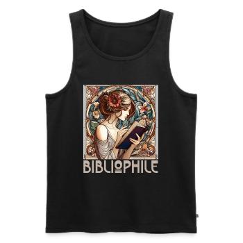 Femme bibliophile Livre Livres Lecture Cadeau - Débardeur bio Premium Homme - noir - Devant - AI Model Male 178 light (178cm)