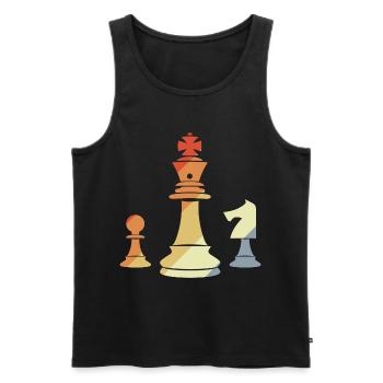 Pièces d’échecs vintage - Débardeur bio Premium Homme - noir - Devant - Michal (187cm)
