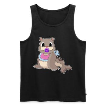 Seal Baby Bib Pacifier - Men's Premium Organic Tank Top - black - Front - AI Model Male 178 light (178cm)