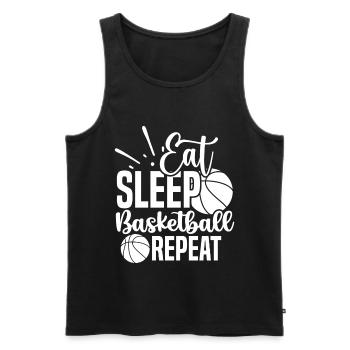 Eat sleep basketball repeat weiss - Männer Premium Bio Tank Top - Schwarz - Vorne - Michal (187cm)