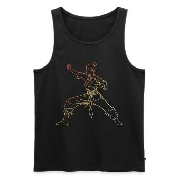 Karaté Fille Croquis Style Rétro - Débardeur bio Premium Homme - noir - Devant - AI Model Male 178 light (178cm)