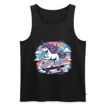 Regenbogen Einhorn Skateboard - Männer Premium Bio Tank Top - Schwarz - Vorne - Michal (187cm)