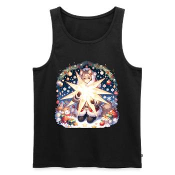 Chat mignon Manga Noël Design - Débardeur bio Premium Homme - noir - Devant - Michal (187cm)