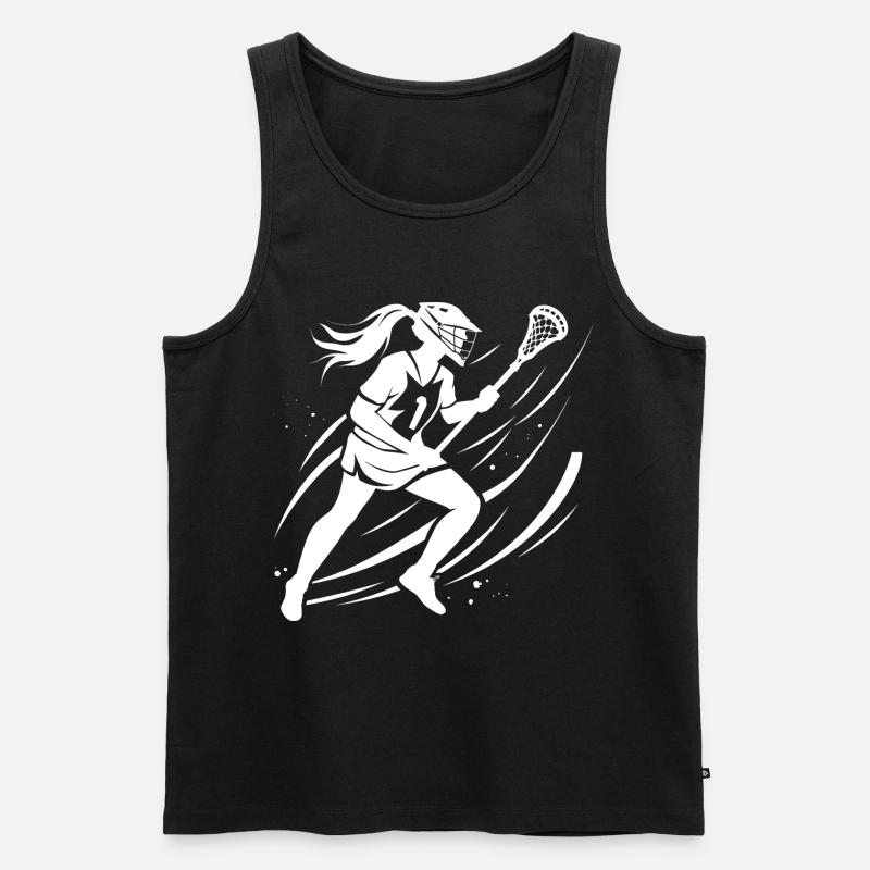 Lacrosse Mädchen - Männer Premium Bio Tank Top - Schwarz
