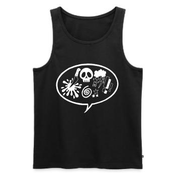 Comic book (white) - Men's Premium Organic Tank Top - black - Front - AI Model Male 178 light (178cm)