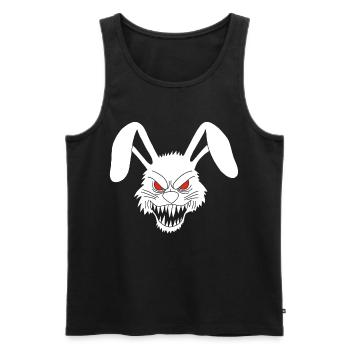 Lapin blanc démoniaque - Débardeur bio Premium Homme - noir - Devant - AI Model Male 178 light (178cm)