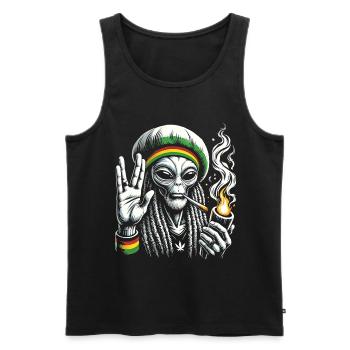 Rasta Alien – Chill and Cosmic Vibes Design - Men's Premium Organic Tank Top - black - Front - AI Model Male 178 light (178cm)
