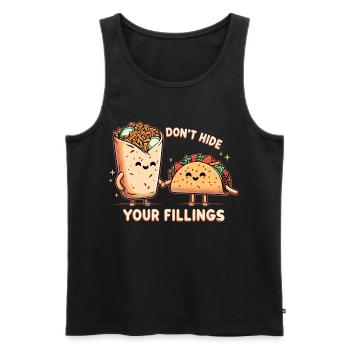 Don't Hide Feelings Taco Burrito Gift - Men's Premium Organic Tank Top - black - Front - AI Model Male 178 light (178cm)