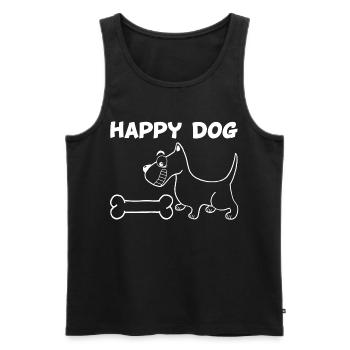 Un chien heureux (blanc) - Débardeur bio Premium Homme - noir - Devant - AI Model Male 178 light (178cm)