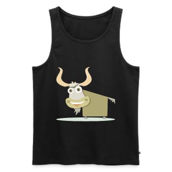 Fröhliche Illustration einer tibetischen Kuh. - Männer Premium Bio Tank Top - Schwarz - Vorne - Michal (187cm)
