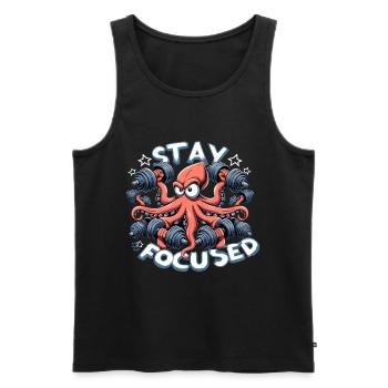 Focus Octopus Octopus Funny Gym Fitness Gift - Men's Premium Organic Tank Top - black - Front - AI Model Male 178 light (178cm)