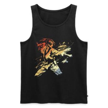 Retro Female Karateka - Men's Premium Organic Tank Top - black - Front - AI Model Male 178 light (178cm)