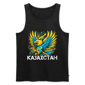 Kazakhstan Eagle Flag Flag Cyrillic Gift - Men's Premium Organic Tank Top - black - Front - AI Model Male 178 light (178cm)
