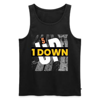 1 down 5 up  - Men's Premium Organic Tank Top - black - Front - AI Model Male 178 light (178cm)