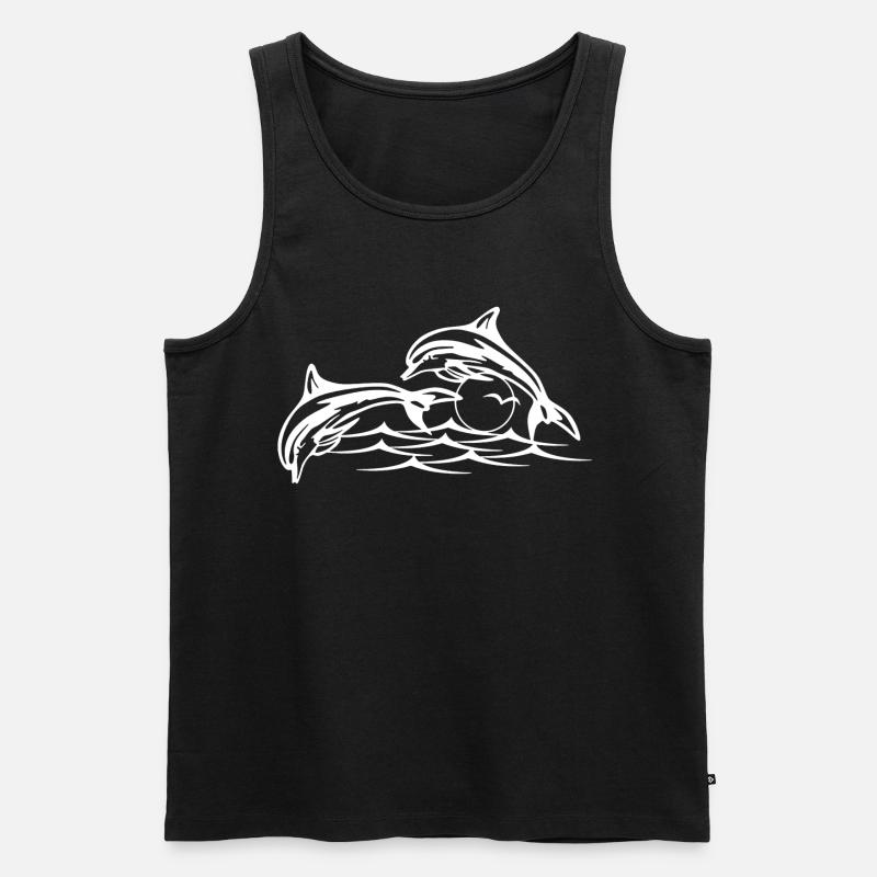 Weiße Delfine - Männer Premium Bio Tank Top - Schwarz