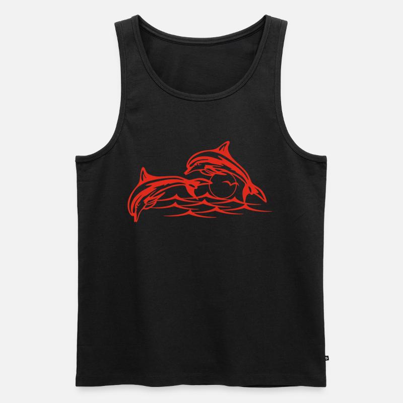Rote Delfine - Männer Premium Bio Tank Top - Schwarz