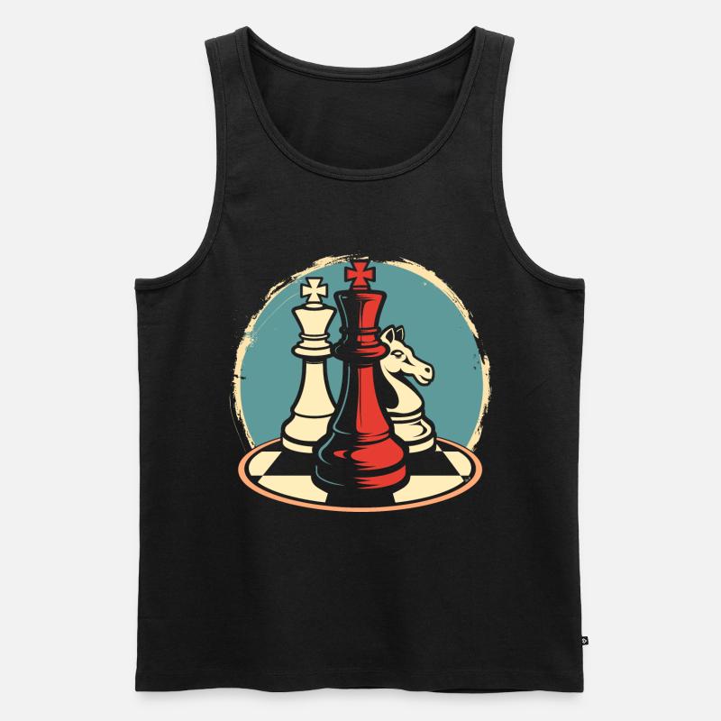 Graphiques de pièces d’échecs - Débardeur bio Premium Homme - noir