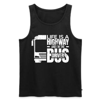 La vie est une autoroute et je suis le chauffeur de bus - Débardeur bio Premium Homme - noir - Devant - AI Model Male 178 light (178cm)