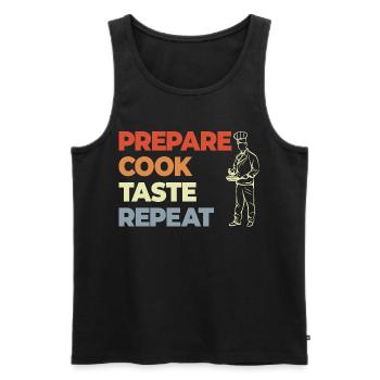 Prepare Cook Taste Repeat - Men's Premium Organic Tank Top - black - Front - AI Model Male 178 light (178cm)