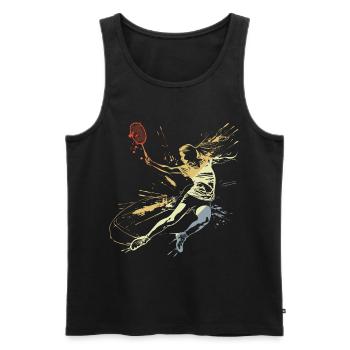 Badminton Frau Grafitti - Männer Premium Bio Tank Top - Schwarz - Vorne - AI Model Male 178 light (178cm)