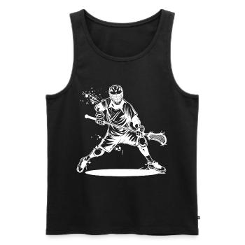 Joueur de crosse - Débardeur bio Premium Homme - noir - Devant - AI Model Male 178 light (178cm)