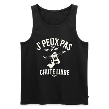 Humour Liberté Parachutiste Illustration - Débardeur bio Premium Homme - noir - Devant - Michal (187cm)