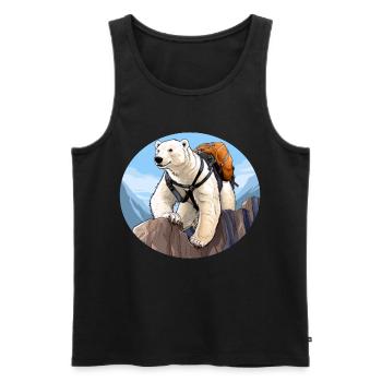 Polar Bear Hiking / Mountaineer Polar Bear - Men's Premium Organic Tank Top - black - Front - Michal (187cm)