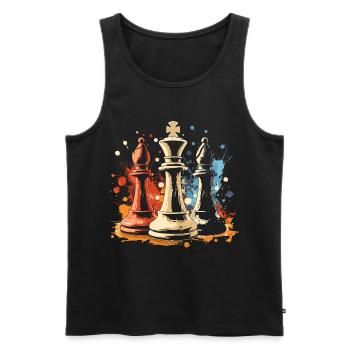 Schach Läufer und König Graffiti - Männer Premium Bio Tank Top - Schwarz - Vorne - Michal (187cm)