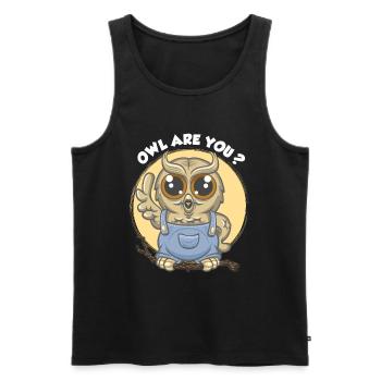 Owl are you ? - Débardeur bio Premium Homme - noir - Devant - Michal (187cm)
