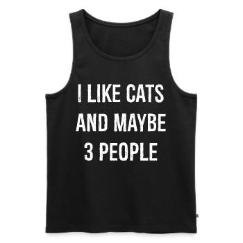 I like cats and maybe 3 people funny shirt - Men's Premium Organic Tank Top - black - Front - AI Model Male 178 light (178cm)