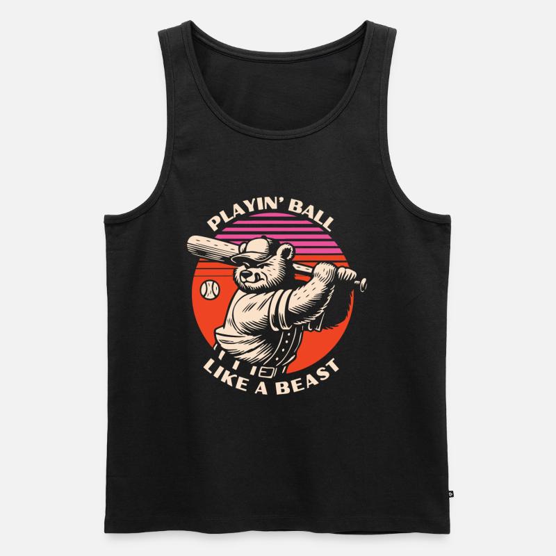 Baseball Beast Bear - Männer Premium Bio Tank Top - Schwarz
