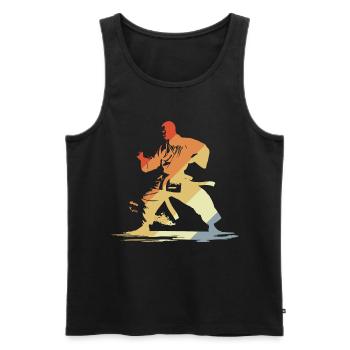 Vintage Karateka Zeichnung - Männer Premium Bio Tank Top - Schwarz - Vorne - AI Model Male 178 light (178cm)