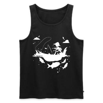 Look de bande dessinée de pêche - Débardeur bio Premium Homme - noir - Devant - Michal (187cm)