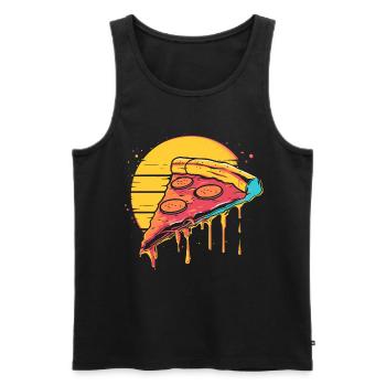 Pizza slice illustration - Men's Premium Organic Tank Top - black - Front - AI Model Male 178 light (178cm)