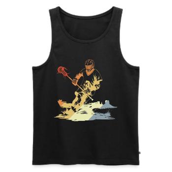 Vintage Lacrosse Spieler - Männer Premium Bio Tank Top - Schwarz - Vorne - Michal (187cm)