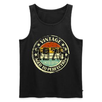 Vintage Quality 1975 Birthday Party Gift - Men's Premium Organic Tank Top - black - Front - Michal (187cm)
