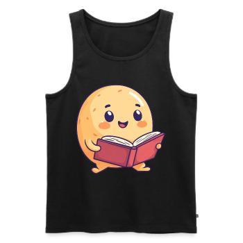 Happy Potato Reading a Book - Adorable Design - Men's Premium Organic Tank Top - black - Front - AI Model Male 178 light (178cm)