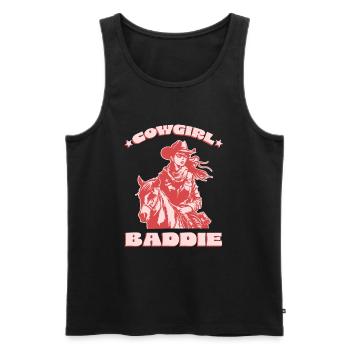 Western Baddie on the Horse - Men's Premium Organic Tank Top - black - Front - AI Model Male 178 light (178cm)