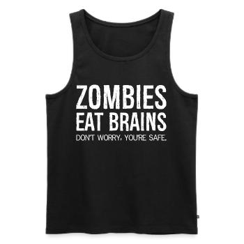 Les zombies mangent la cervelle - Débardeur bio Premium Homme - noir - Devant - Michal (187cm)