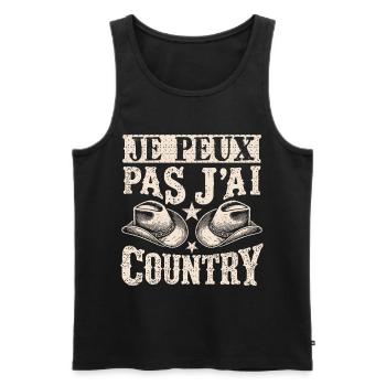 Je Peux Pas J'ai Country ,Vintage Humour Country - Débardeur bio Premium Homme - noir - Devant - Michal (187cm)
