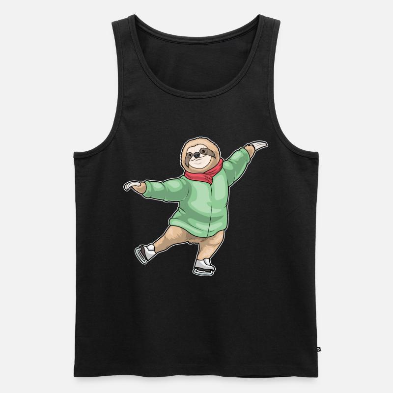 Faultier Eislaufen Schlittschuhe - Männer Premium Bio Tank Top - Schwarz