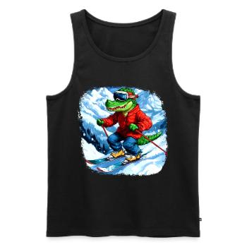 Crocodile Skier - Men's Premium Organic Tank Top - black - Front - Michal (187cm)