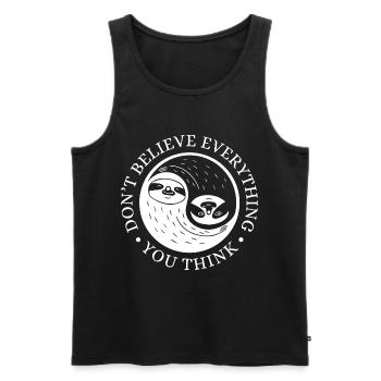 Yin-Yang Faultier – Entspanntes Mindset - Débardeur bio Premium Homme - noir - Devant - Michal (187cm)