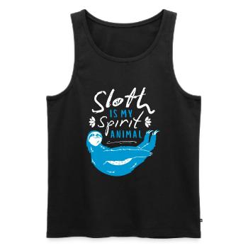 Sloth Spirit Animal – Chill & Relax - Men's Premium Organic Tank Top - black - Front - AI Model Male 178 light (178cm)