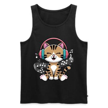 Conception de clé de chat de musique pour les musiciens et les musiciens - Débardeur bio Premium Homme - noir - Devant - Michal (187cm)